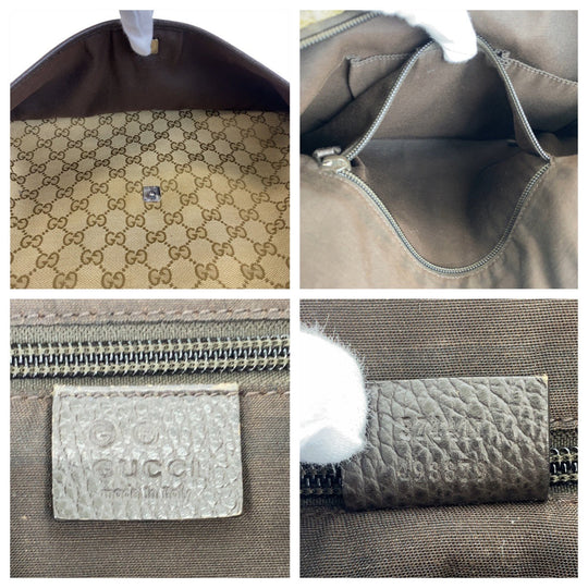 GUCCI Shoulder Bag 374411 GG canvas, leather Beige Brown SilverMetal Crossbody Shoulder Bag Messenger Bag Women Used Authentic