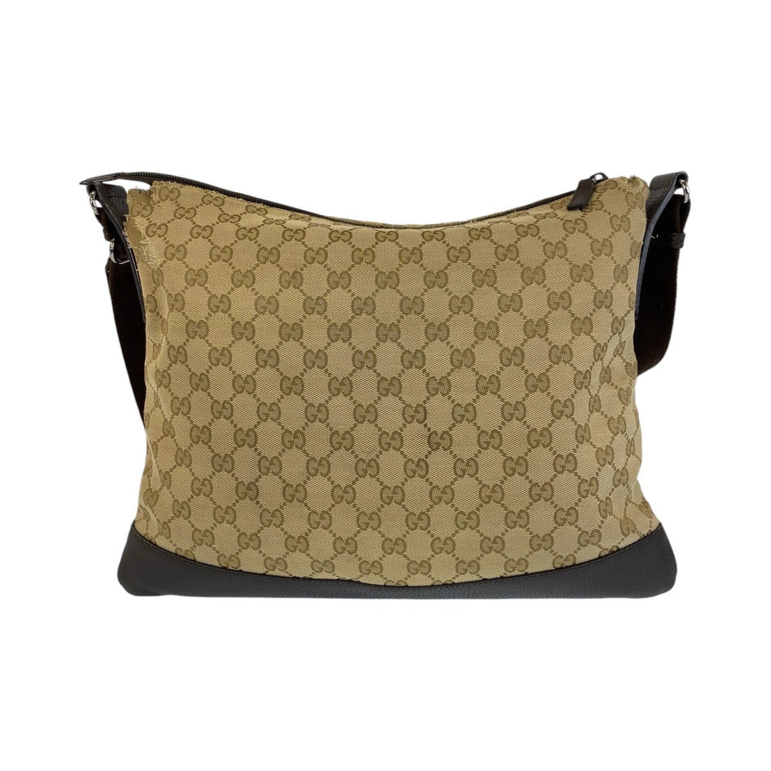GUCCI Shoulder Bag 374411 GG canvas, leather Beige Brown SilverMetal Crossbody Shoulder Bag Messenger Bag Women Used Authentic