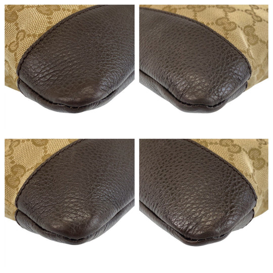 GUCCI Shoulder Bag 374411 GG canvas, leather Beige Brown SilverMetal Crossbody Shoulder Bag Messenger Bag Women Used Authentic