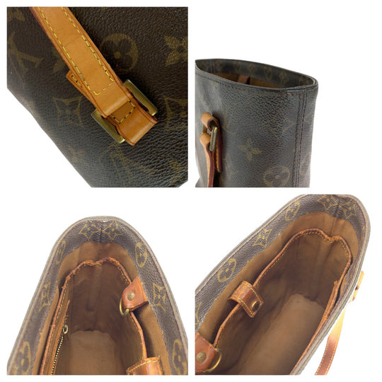 LOUIS VUITTON Tote Bag M51172 PVC Brown Gold Metal Tote Bag handbag Monogram Vavan PM Women Used Authentic