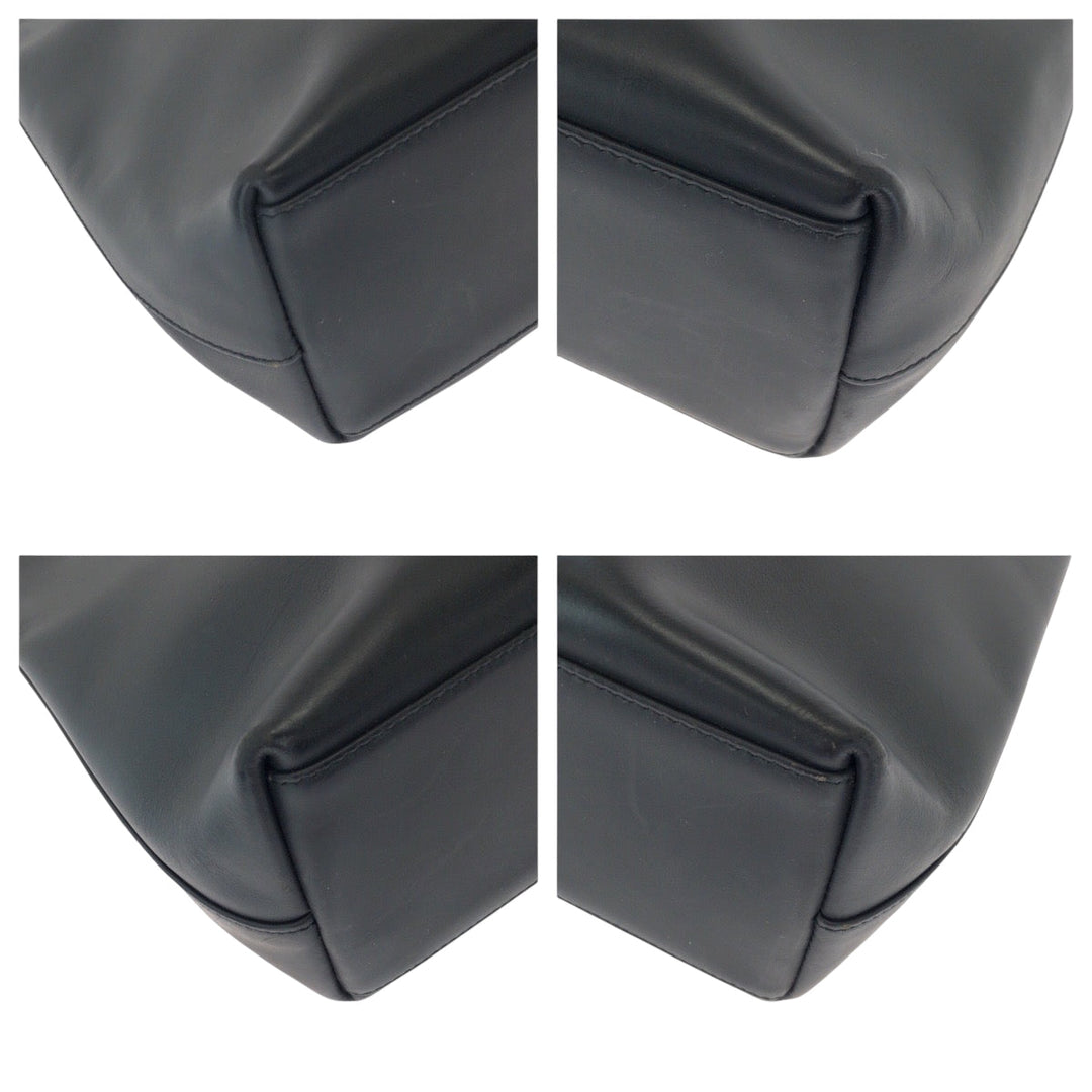 GUCCI Shoulder Bag 001 3297 leather Black Silver Metal One Shoulder Bag Hobo Women Used Authentic