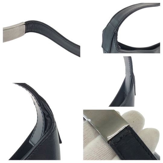 GUCCI Shoulder Bag 001 3297 leather Black Silver Metal One Shoulder Bag Hobo Women Used Authentic