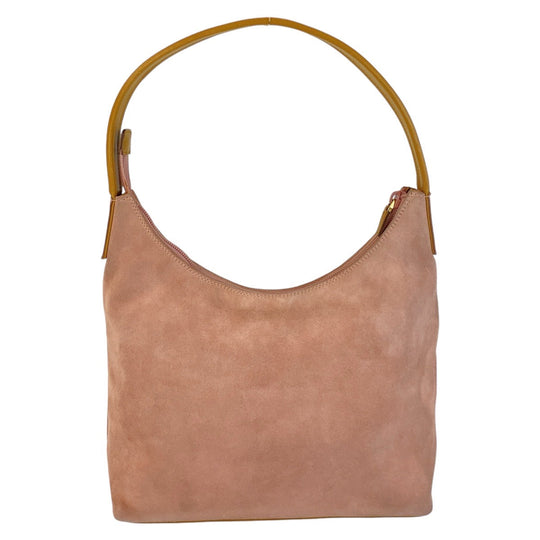 GUCCI Shoulder Bag 001 3386 Suede Pink Gold Metal Shoulder Bag Women Used Authentic