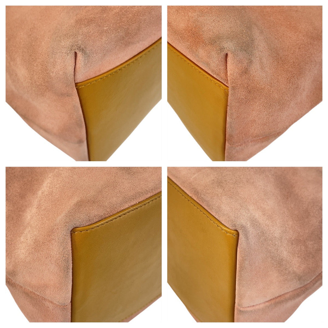 GUCCI Shoulder Bag 001 3386 Suede Pink Gold Metal Shoulder Bag Women Used Authentic