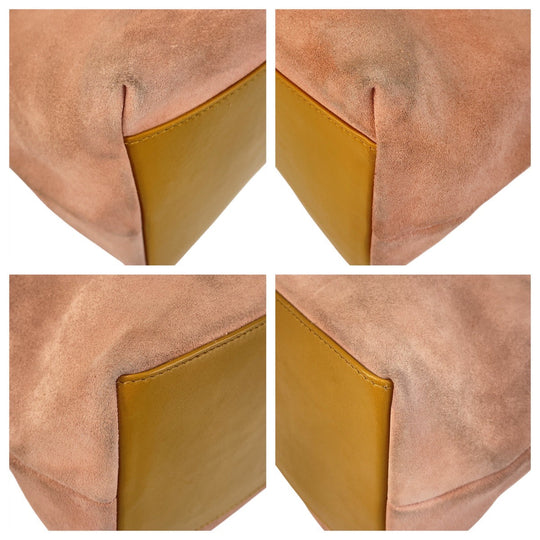 GUCCI Shoulder Bag 001 3386 Suede Pink Gold Metal Shoulder Bag Women Used Authentic