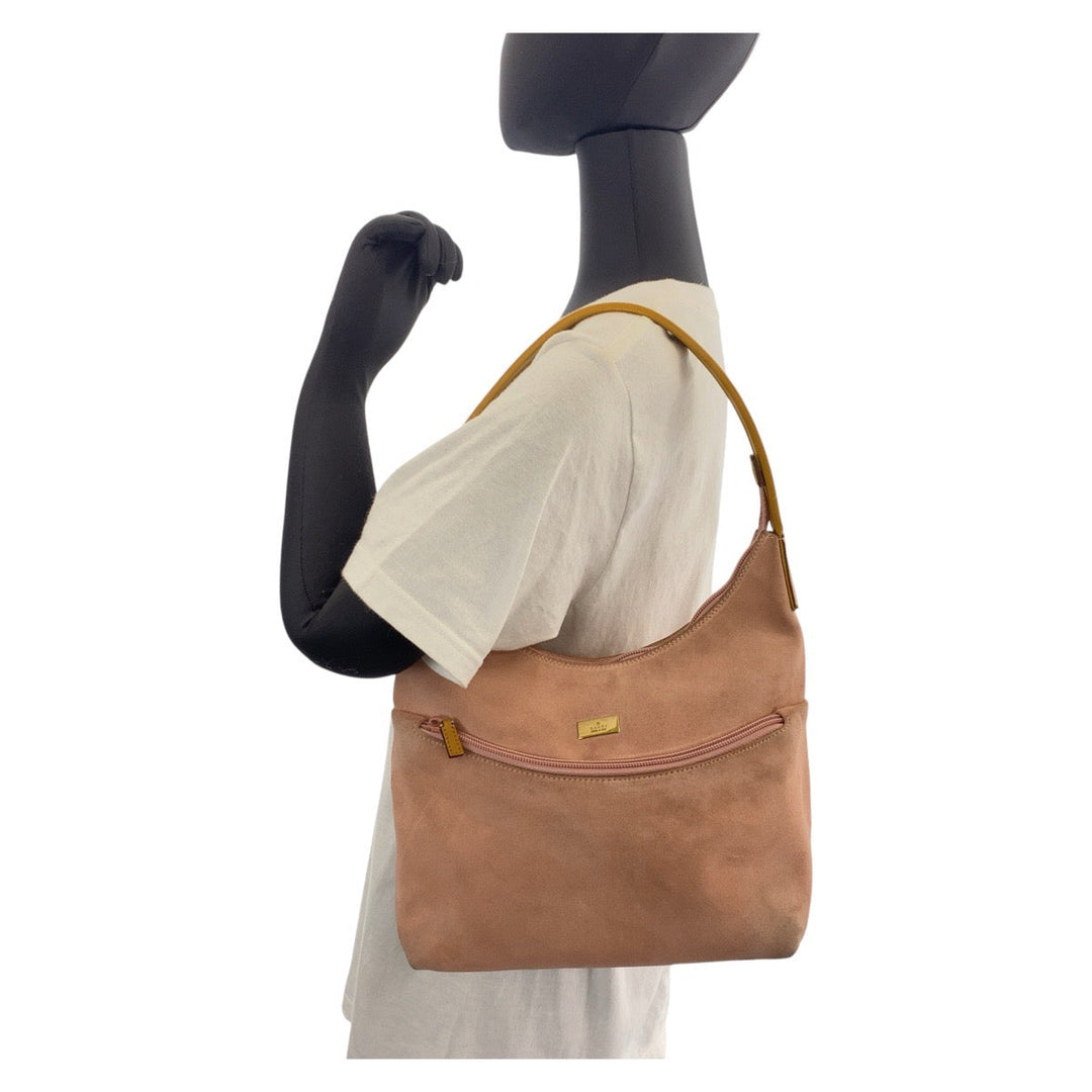 GUCCI Shoulder Bag 001 3386 Suede Pink Gold Metal Shoulder Bag Women Used Authentic