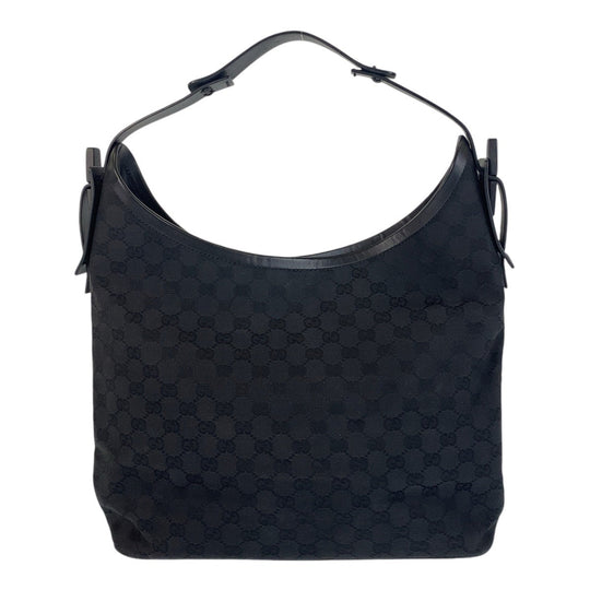 GUCCI Shoulder Bag 106242 GG canvas, leather Black black Hobo Shoulder Bag Women Used Authentic