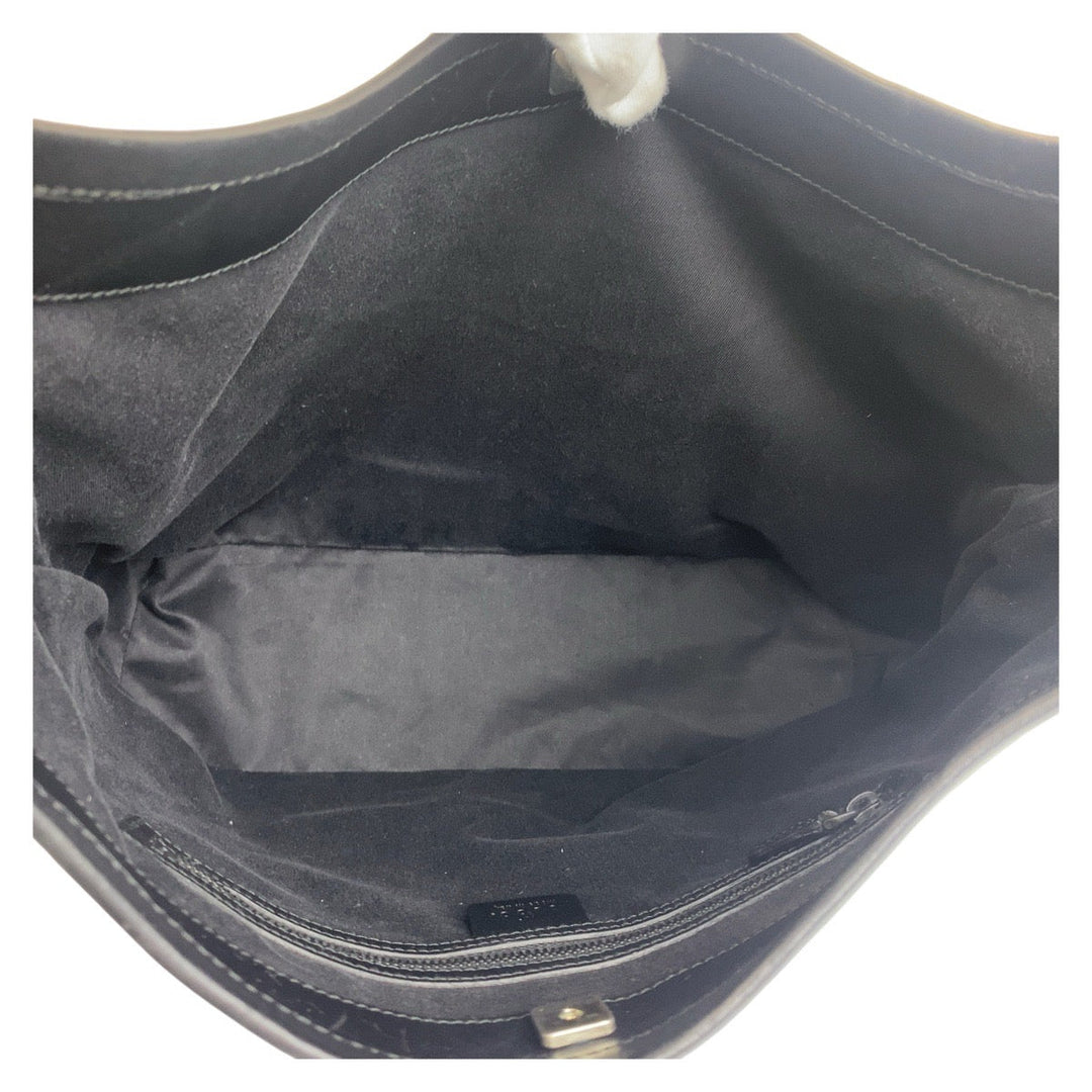 GUCCI Shoulder Bag 106242 GG canvas, leather Black black Hobo Shoulder Bag Women Used Authentic