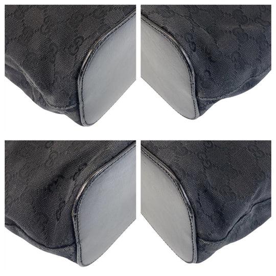 GUCCI Shoulder Bag 106242 GG canvas, leather Black black Hobo Shoulder Bag Women Used Authentic