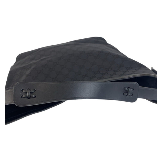 GUCCI Shoulder Bag 106242 GG canvas, leather Black black Hobo Shoulder Bag Women Used Authentic