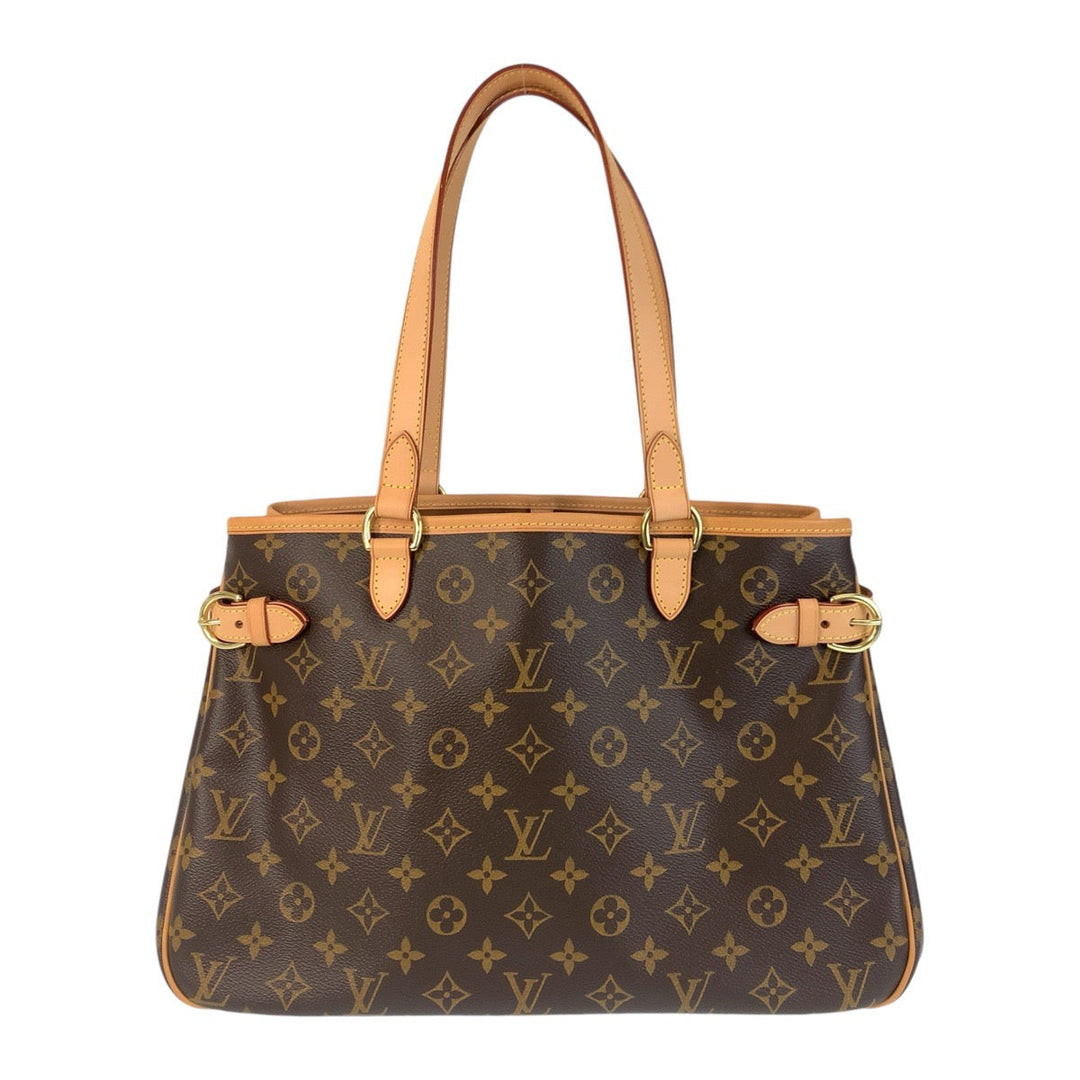 LOUIS VUITTON Tote Bag M51154 PVC Brown Gold Metal Tote Bag Shoulder Bag Monogram Batignolles Horizontal Women Used Authentic