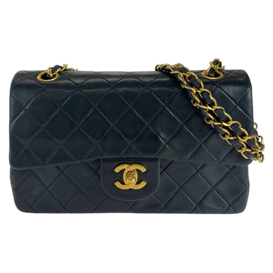 CHANEL Shoulder Bag lambskin Black GoldMetal Matrasse COCO Mark Turnlock Women Used Authentic