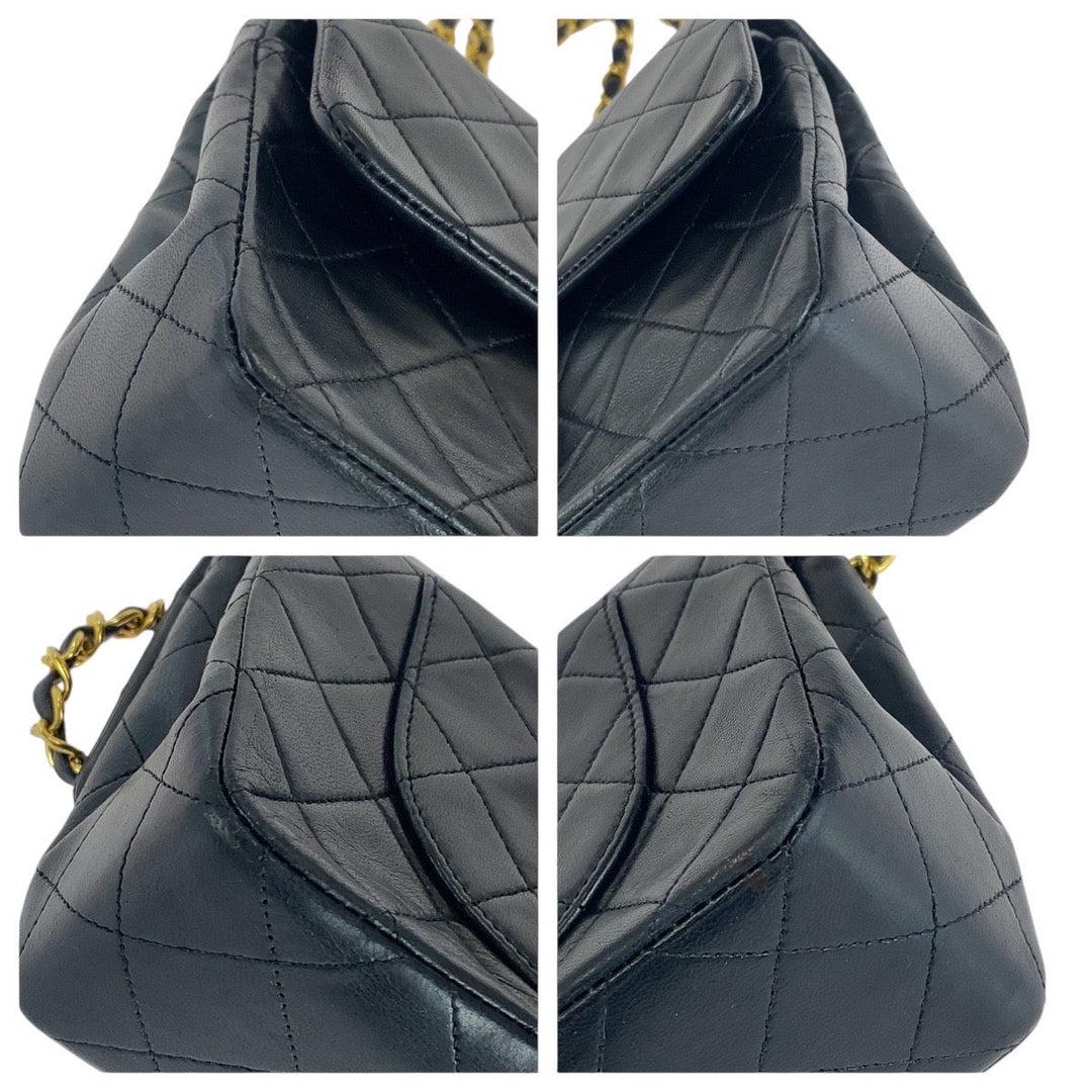 CHANEL Shoulder Bag lambskin Black GoldMetal Matrasse COCO Mark Turnlock Women Used Authentic