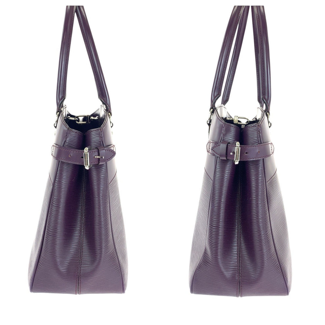 LOUIS VUITTON Tote Bag M5926K leather Purple SilverMetal Tote Bag Shoulder Bag Epi Passy PM Women Used Authentic