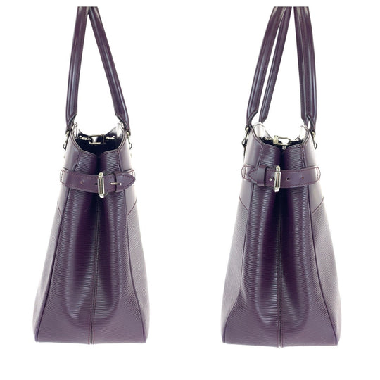 LOUIS VUITTON Tote Bag M5926K leather Purple SilverMetal Tote Bag Shoulder Bag Epi Passy PM Women Used Authentic