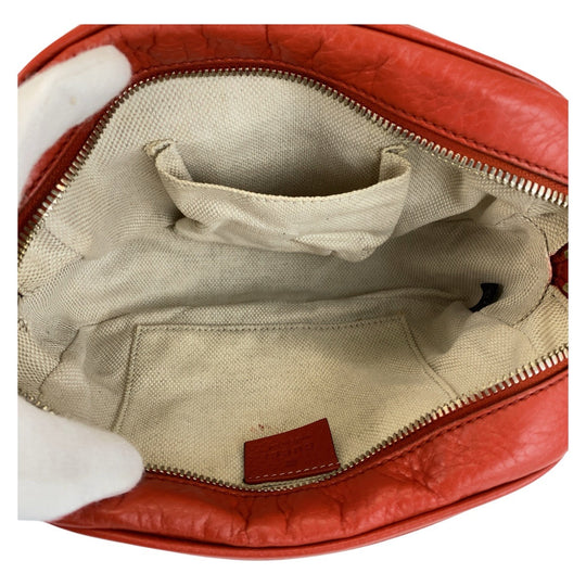 GUCCI Shoulder Bag 308364 leather Red Gold Metal Crossbody Shoulder Bag Pochette Soho Interlocking Women Used Authentic