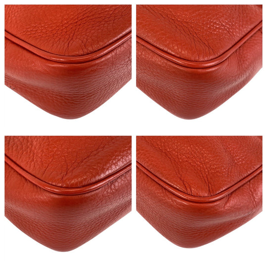 GUCCI Shoulder Bag 308364 leather Red Gold Metal Crossbody Shoulder Bag Pochette Soho Interlocking Women Used Authentic