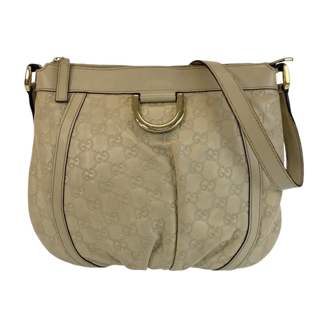 GUCCI Shoulder Bag 203257 leather Ivory White Gold Metal Crossbody Shoulder Bag Messenger Bag Abby Guccissima Women Used Authentic
