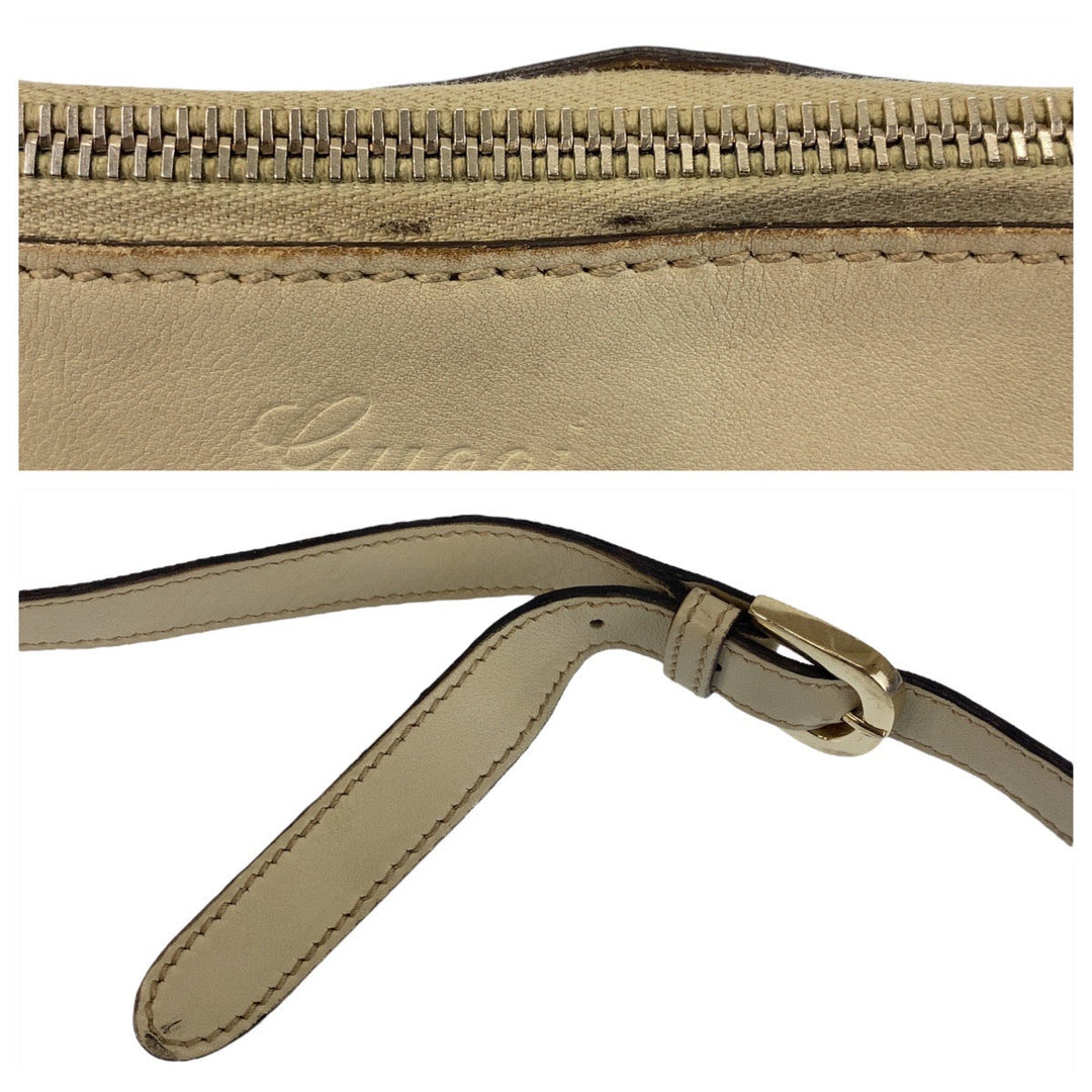 GUCCI Shoulder Bag 203257 leather Ivory White Gold Metal Crossbody Shoulder Bag Messenger Bag Abby Guccissima Women Used Authentic