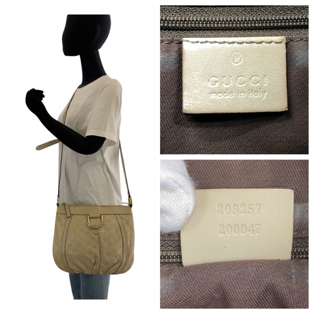 GUCCI Shoulder Bag 203257 leather Ivory White Gold Metal Crossbody Shoulder Bag Messenger Bag Abby Guccissima Women Used Authentic