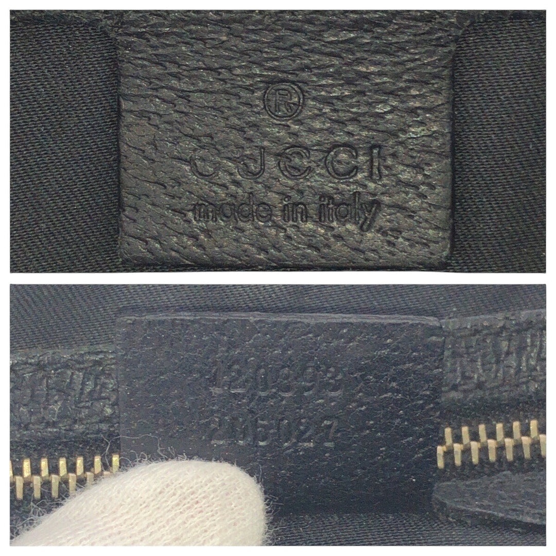 GUCCI Shoulder Bag 120893 GG canvas, leather Black GoldMetal Crossbody Shoulder Bag with studs Women Used Authentic