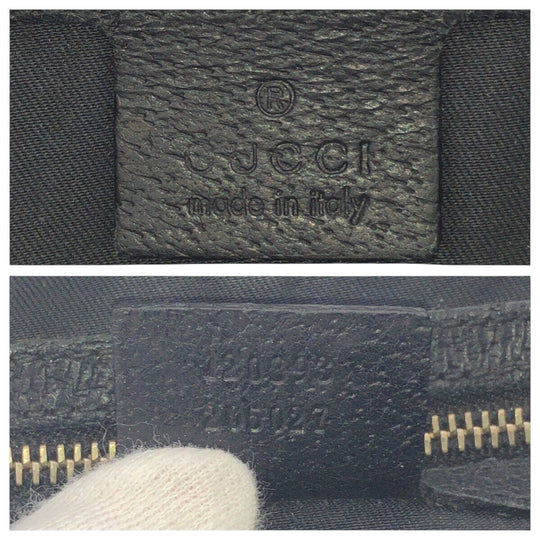 GUCCI Shoulder Bag 120893 GG canvas, leather Black GoldMetal Crossbody Shoulder Bag with studs Women Used Authentic