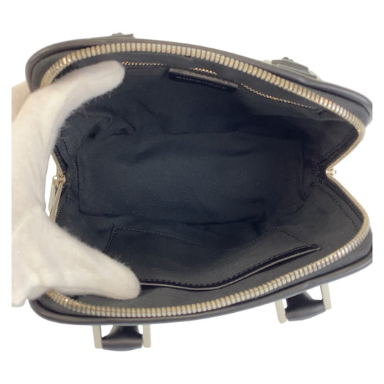 BURBERRY Handbag Wool, Leather Black SilverMetal Handbag Check Pattern Women Used Authentic