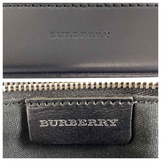 BURBERRY Handbag Wool, Leather Black SilverMetal Handbag Check Pattern Women Used Authentic