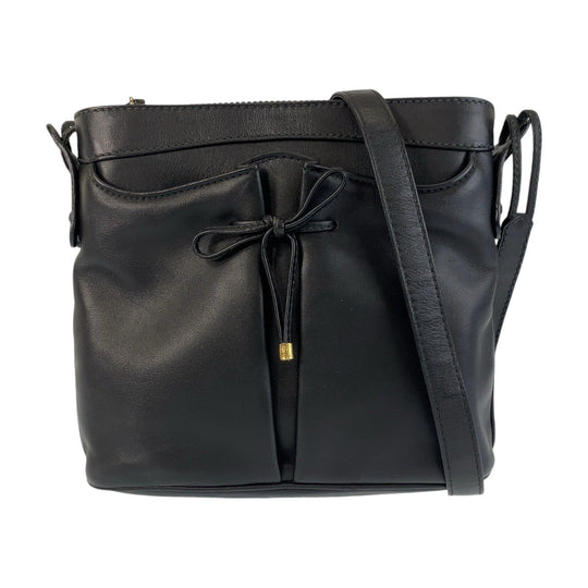CELINE Shoulder Bag leather Black GoldMetal Crossbody Shoulder Bag Pochette Women Used Authentic
