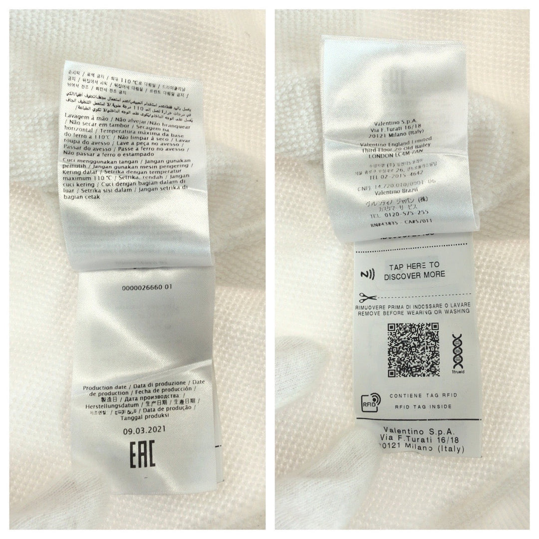 VALENTINO Hoodie WV3MF14F3TV cotton White red Hoodie VLTN logo Women XS Used Authentic