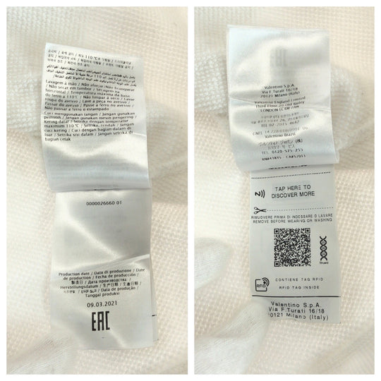 VALENTINO Hoodie WV3MF14F3TV cotton White red Hoodie VLTN logo Women XS Used Authentic