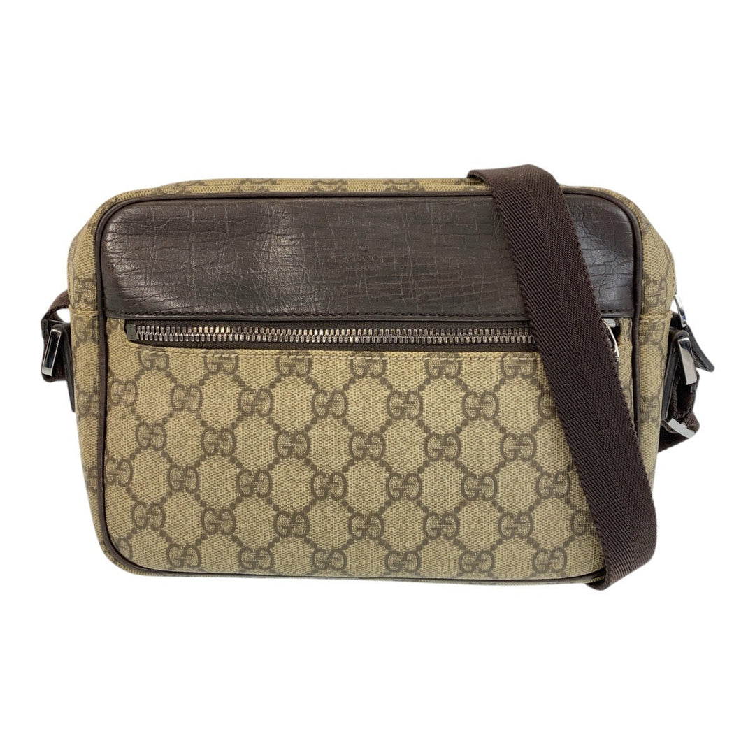 GUCCI Shoulder Bag 114291 GG Supreme canvas, leather Brown beige Crossbody Shoulder Bag Pochette Women Used Authentic