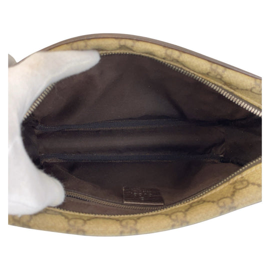 GUCCI Shoulder Bag 114291 GG Supreme canvas, leather Brown beige Crossbody Shoulder Bag Pochette Women Used Authentic
