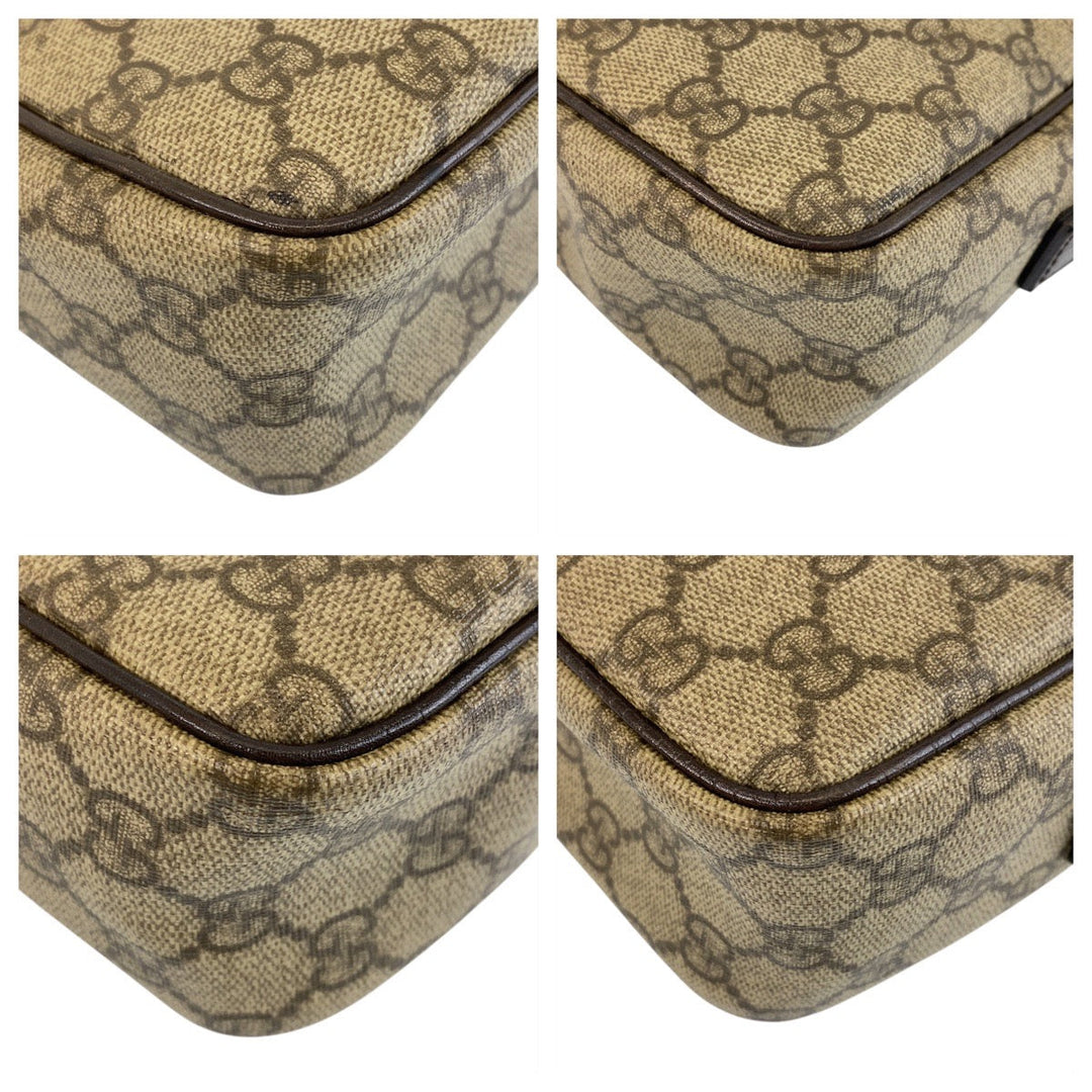 GUCCI Shoulder Bag 114291 GG Supreme canvas, leather Brown beige Crossbody Shoulder Bag Pochette Women Used Authentic