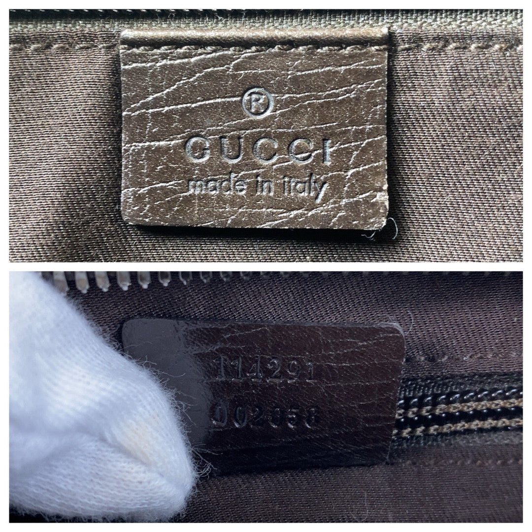 GUCCI Shoulder Bag 114291 GG Supreme canvas, leather Brown beige Crossbody Shoulder Bag Pochette Women Used Authentic