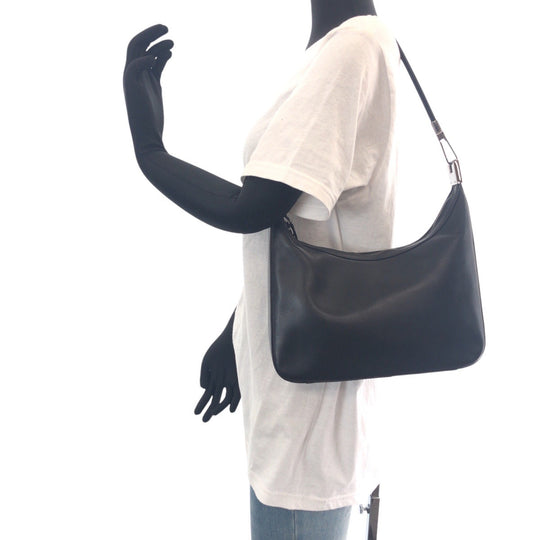 GUCCI Shoulder Bag 001 3812 leather Black SilverMetal Women Used Authentic