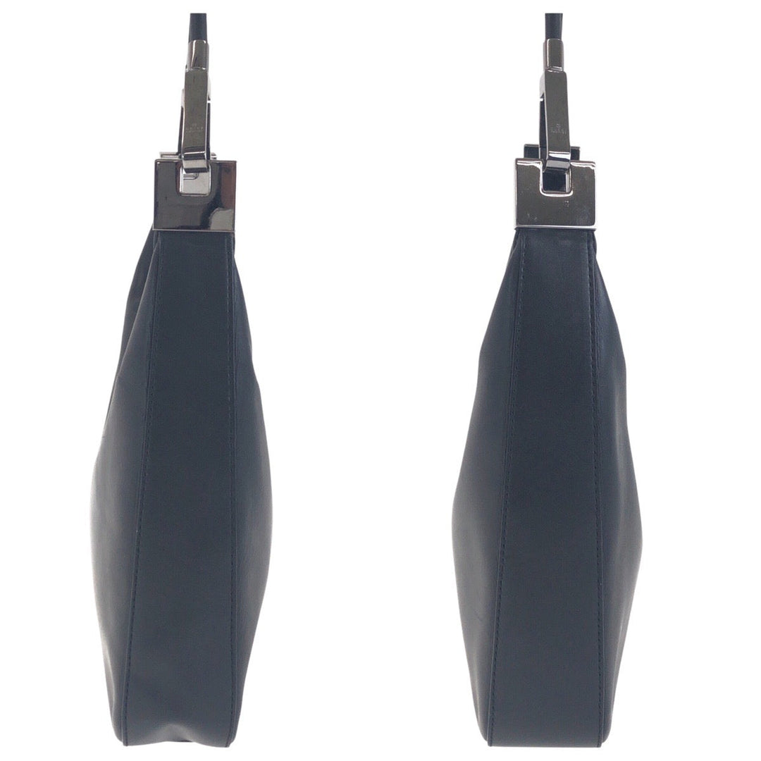 GUCCI Shoulder Bag 001 3812 leather Black SilverMetal Women Used Authentic