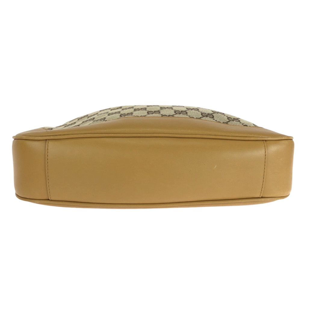 GUCCI Shoulder Bag 001 4095 GG canvas Brown Gold Metal Shoulder Bag Hobo Bamboo Women Used Authentic