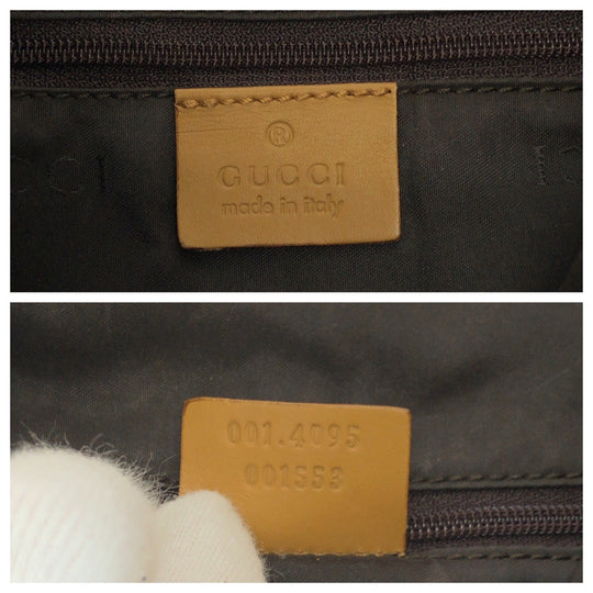 GUCCI Shoulder Bag 001 4095 GG canvas Brown Gold Metal Shoulder Bag Hobo Bamboo Women Used Authentic