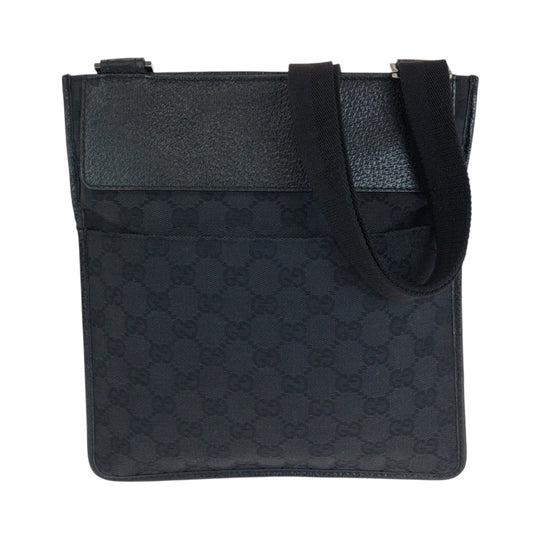 GUCCI Shoulder Bag 27639 GG canvas Black SilverMetal Shoulder Bag pochette mens Used Authentic