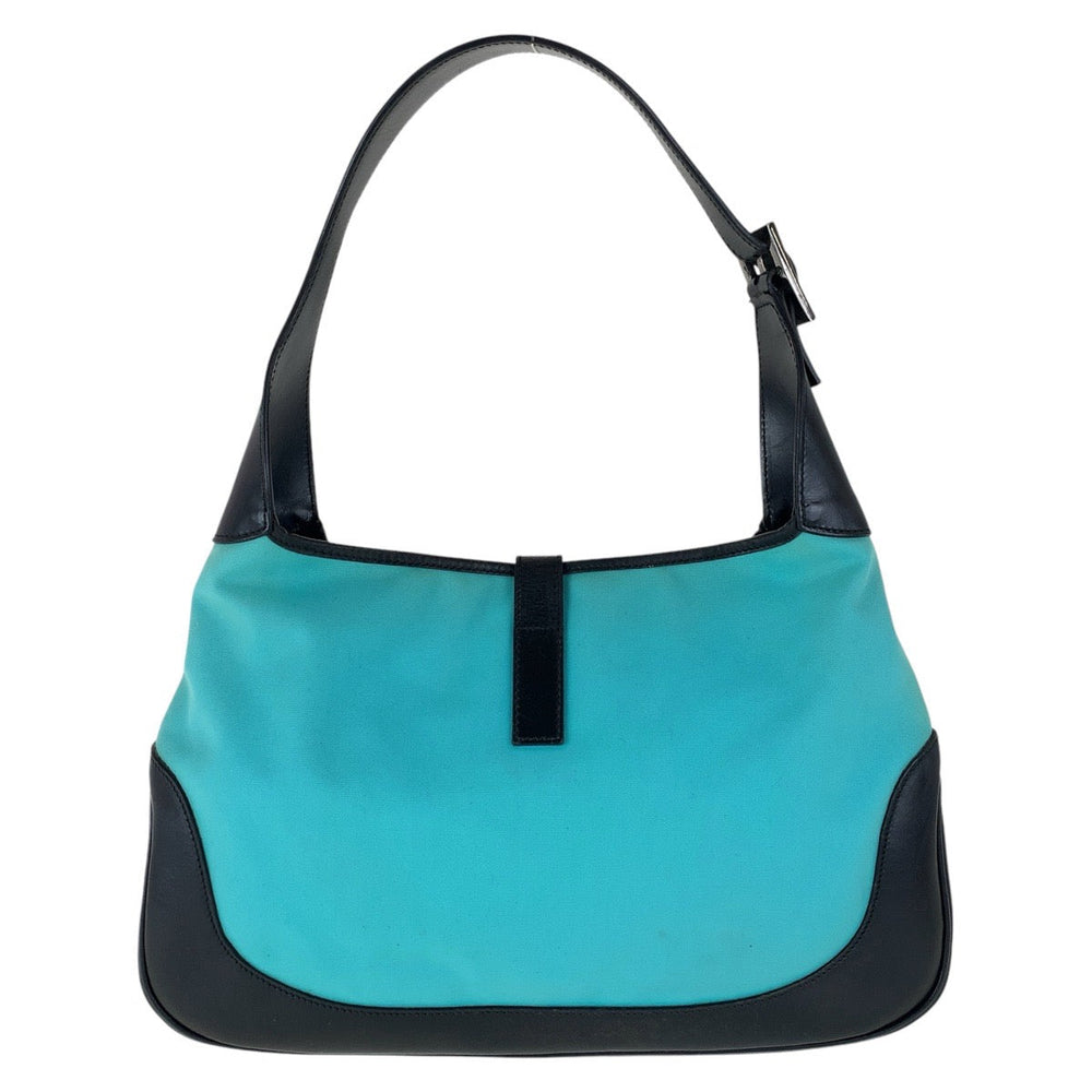 GUCCI Shoulder Bag 001 3306 Canvas, Leather Mint Green Black SilverMetal Jackie Hobo Women Used Authentic