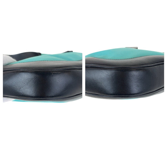 GUCCI Shoulder Bag 001 3306 Canvas, Leather Mint Green Black SilverMetal Jackie Hobo Women Used Authentic