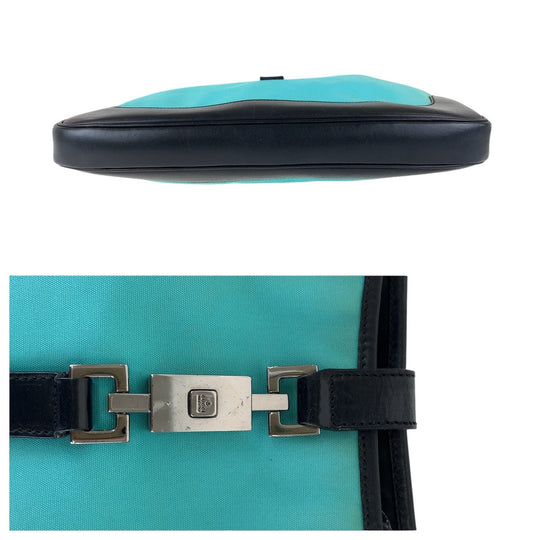 GUCCI Shoulder Bag 001 3306 Canvas, Leather Mint Green Black SilverMetal Jackie Hobo Women Used Authentic