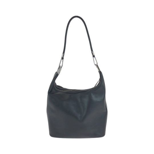 GUCCI Shoulder Bag 001 3814  002122 leather Black SilverMetal Hobo One Shoulder Bag Women Used Authentic