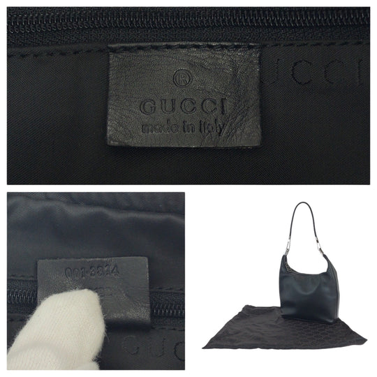 GUCCI Shoulder Bag 001 3814  002122 leather Black SilverMetal Hobo One Shoulder Bag Women Used Authentic