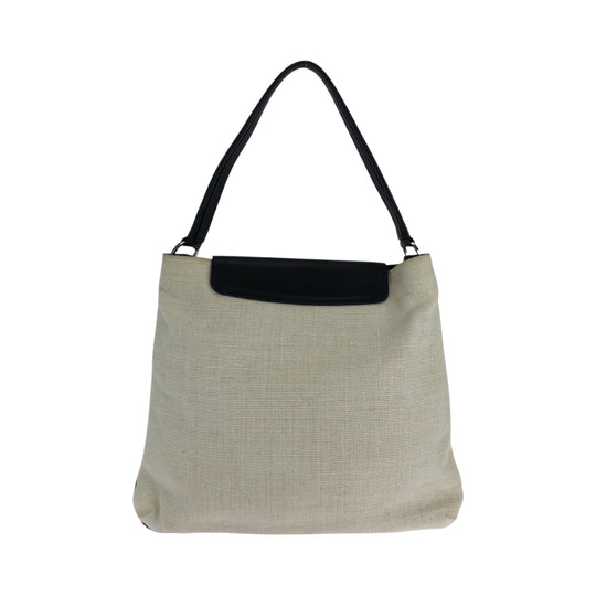 GUCCI Shoulder Bag 001 4014 001013 cotton Ivory Black SilverMetal Hobo One Shoulder Bag Women Used Authentic