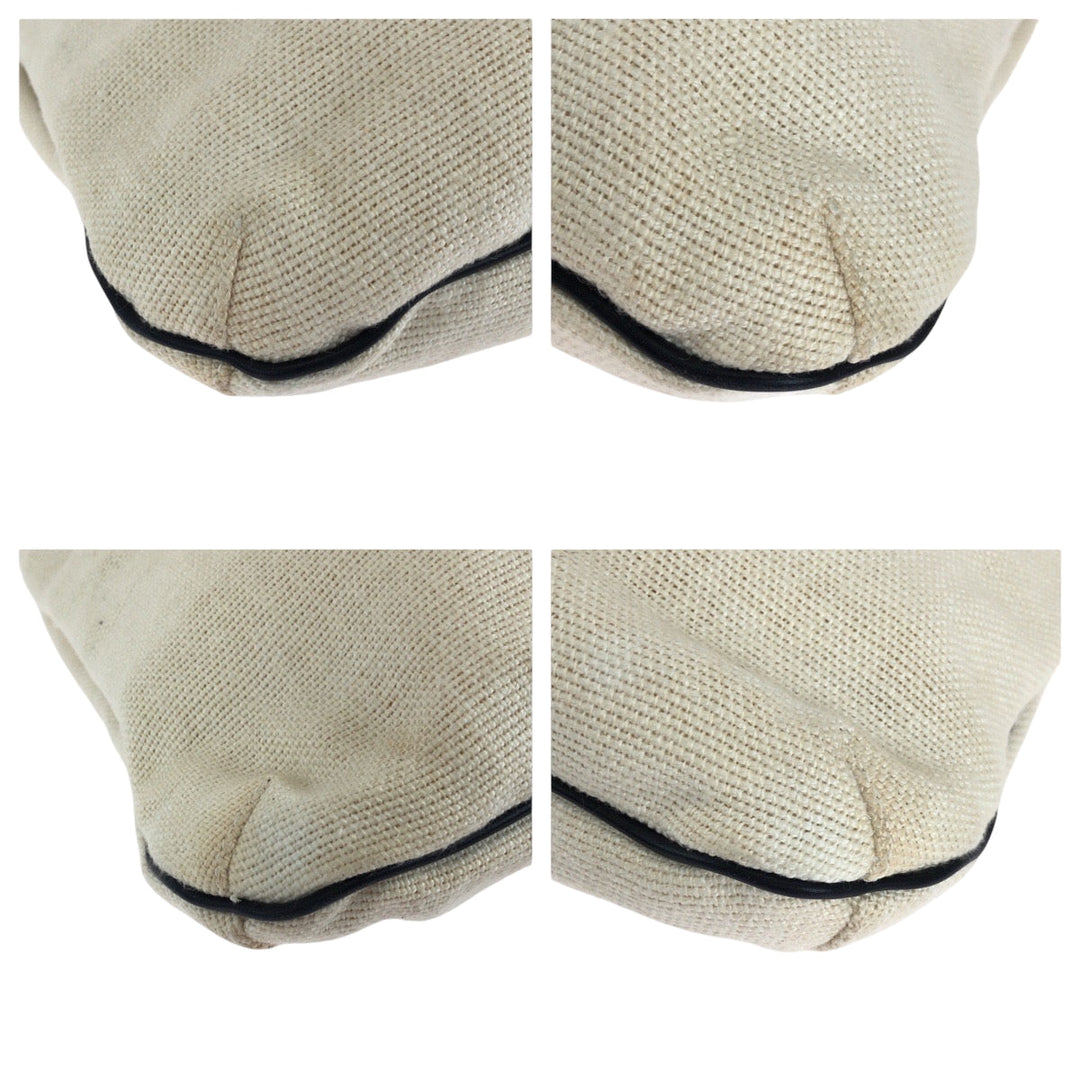 GUCCI Shoulder Bag 001 4014 001013 cotton Ivory Black SilverMetal Hobo One Shoulder Bag Women Used Authentic