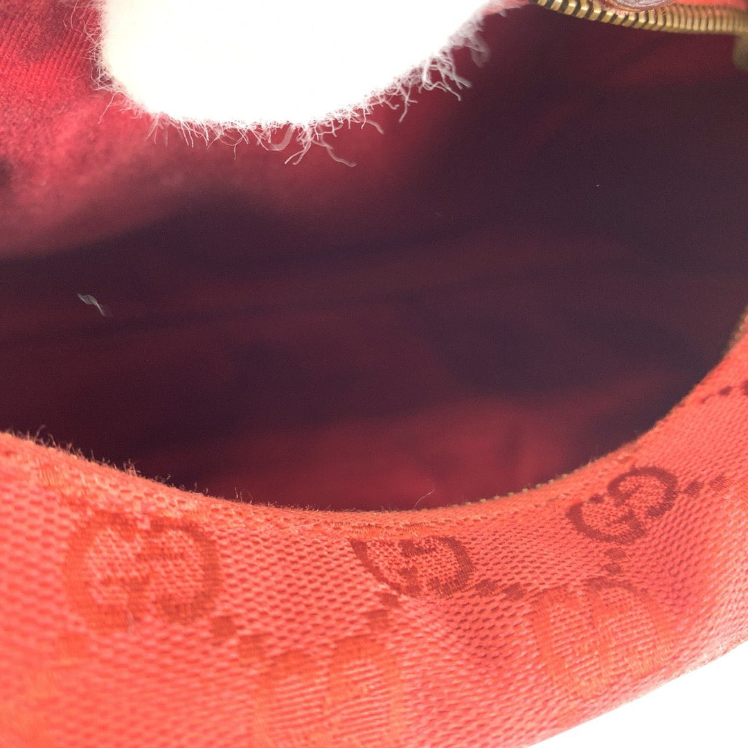 GUCCI Shoulder Bag 115867 GG canvas, leather Red Gold Metal Horsebit Women Used Authentic