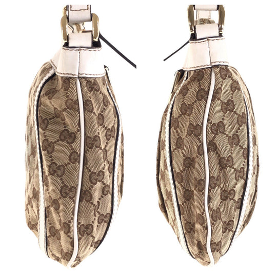 GUCCI Shoulder Bag 203257 GG canvas, leather Beige White Gold Metal Crossbody Shoulder Bag Women Used Authentic