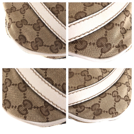 GUCCI Shoulder Bag 203257 GG canvas, leather Beige White Gold Metal Crossbody Shoulder Bag Women Used Authentic